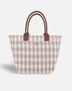 Lonbali Bolso Vichy Beige^ Bolsos Shopper