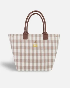 Lonbali Bolso Vichy Beige^ Bolsos Shopper