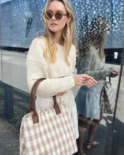 Lonbali Bolso Vichy Beige^ Bolsos Shopper