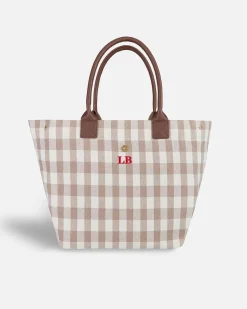 Lonbali Bolso Vichy Beige^ Bolsos Shopper