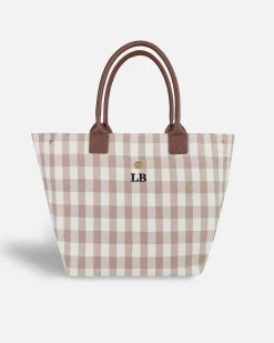 Lonbali Bolso Vichy Beige^ Bolsos Shopper